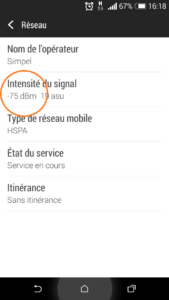 mesurer le signal mobile GSM : lecture de la valeur