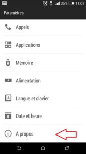 mesurer le signal mobile GSM : choisir A propos